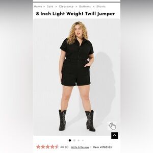 NWT 8 Inch Light Weight Twill Jumper Torrid